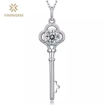 Vinregem Classic 100% стерлинговое серебро 925 пробы VVS1 настоящий муассанит драгоценный камень свадебное обручальное ожерелье ювелирные изделия