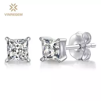 Vinregem Classic 100% стерлинговое серебро 925 пробы VVS1 настоящий муассанит драгоценный камень свадебные серьги ювелирные изделия
