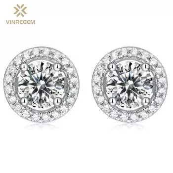 Vinregem Classic 100% стерлинговое серебро 925 пробы VVS1 настоящий муассанит драгоценный камень свадебные серьги ювелирные изделия