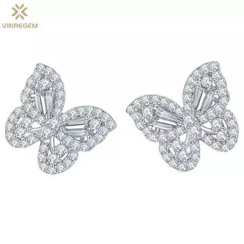 Vinregem D Color Полный бриллианты Стерлингового Серебра 925 пробы 3EX VVS1 Настоящий Муассанит Бабочка Серьги-гвоздики Изысканные Ювелирные Изделия Для Женщин