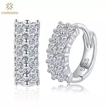 Vinregem D Цвет Бриллианты 100% Стерлинговое Серебро 925 Пробы 3EX VVS1 Настоящий Муассанит Сверкающие Серьги-кольца Свадебная Вечеринка Ювелирные Изделия Для Женщин Подарки