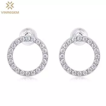 Vinregem D Цвет Бриллианты Мода Стерлингового Серебра 925 пробы 3EX VVS1 Серьги-пусеты из настоящего муассанита Изысканные ювелирные изделия Свадебные подарки