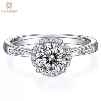 Vinregem Eternity, 100% серебро 925 пробы, VVS1, 1 карат, цвет D, настоящий муассанит с бриллиантом, свадебное обручальное ювелирное изделие, женское кольцо, подарок на годовщину