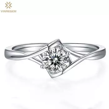 Vinregem Eternity Elegant, 100% серебро 925 пробы, VVS1, 0,5 карата D, цвет, настоящий муассанит с бриллиантом, свадебное обручальное ювелирное кольцо, подарок на годовщину
