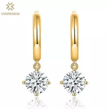 Vinregem круглая огранка 5 мм 0,5 карат D цвет бриллианты Стерлинговое серебро 925 пробы 3EX VVS1 настоящий муассанит классические висячие серьги с каплями воды изящные ювелирные изделия для женщин