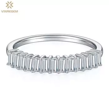 Vinregem модное 100% стерлинговое серебро 925 пробы VVS1 1CT изумрудной огранки D настоящий муассанит с бриллиантами обручальное кольцо ювелирные изделия кольцо для женщин подарок на годовщину