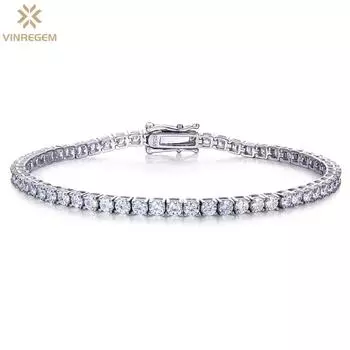 Vinregem Pass Test Diamond 3 мм стерлингового серебра 925 пробы VVS1 D цвет настоящий муассанит хип-хоп теннисная цепочка ожерелье браслеты ювелирные изделия