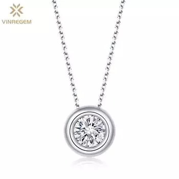 Vinregem Pass Test Diamond Простой Стерлинговое Серебро 925 пробы VVS1 1CT Настоящий Муассанит G Цвет Драгоценный Камень Свадебное Помолвочное Ожерелье Изысканные Ювелирные Изделия