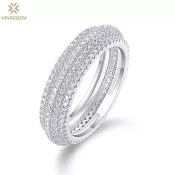 Vinregem Роскошное кольцо из 100% стерлингового серебра 925 пробы круглой огранки 3EX VVS1 D, цвет, настоящий муассанит с бриллиантом, кольцо для пары, свадебная вечеринка, ювелирные украшения, подарки US 5 белый