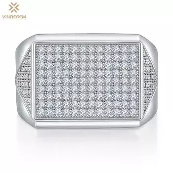 Vinregem Роскошное стерлинговое серебро 925 пробы сверкающее VVS1 D цвет 0,95 карата настоящий муассанит с бриллиантом юбилейное кольцо для мужчин женщин подарки обручальные ювелирные изделия