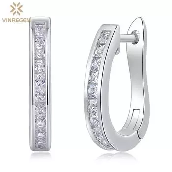 Vinregem серьги-кольца из 100% стерлингового серебра 925 пробы VVS1 3EX D цвета со сверкающими настоящими муассанитами и бриллиантами для женщин, изящные ювелирные изделия