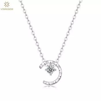 Vinregem, стерлинговое серебро 925 пробы, VVS D, цвет, настоящий муассанит, бриллианты, драгоценный камень, кулон со звездой и луной, ожерелье, ювелирные изделия с GRA