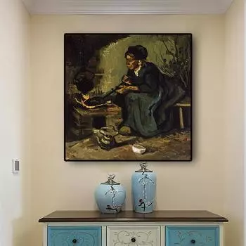 Винсент Ван Гог Крестьянка у очага картина маслом на холсте скандинавские постеры и принты настенная картина для гостиной 20x20cn No frame
