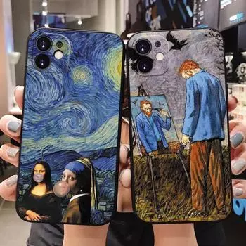 Винсент Ван Гог Звездная ночь цветок чехол для телефона для iPhone 13 12 11 Pro Max Mini X XR XS 8 7 Plus Мона Лиза Дэвид мягкий чехол iPhone 13pro max