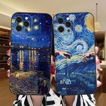 Винсент Ван Гог Звездная ночь цветок чехол для телефона для iPhone 13 12 11 Pro Max Mini X XR XS 8 7 6S Plus Мона Лиза Дэвид Мягкий чехол iPhone 6 or 6s