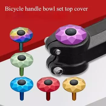 Винт для ручки велосипеда, алюминиевый сплав, крышка крана в стиле ромба для горного велосипеда, верхняя крышка чаши вилки шоссейного велосипеда Bicycle Handlebar Front Fork Bowl Set Cover золотой
