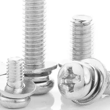 Винт из нержавеющей стали 304 M2/M3/M4 с круглой головкой, крестообразной головкой и плоской пружинной шайбой M2.5*6*6