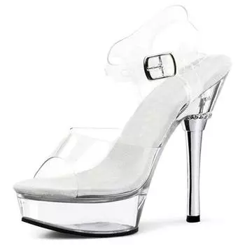 Vintage 14cm high heels stiletto high heel platform crystal sandals photo fashion women s fish mouth shoes 34 белый