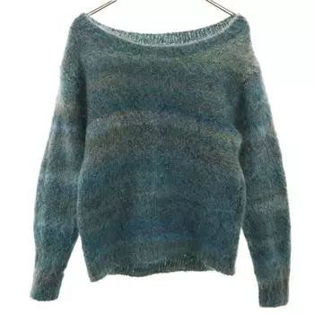 VINTAGE 60s 70s Long sleeve mohair knit green sweater Men s Used