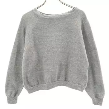 VINTAGE 70s Made in USA raglan sweat XL gray Vince Fleece Lining Women Used