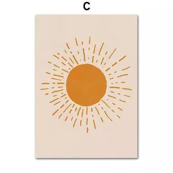 Vintage Abstract Botanical Sun Moon Girl Lines Boho Posters and Prints Wall Art Pictures for Living Room Decor Canvas Painting 21cm30cm NoFrame
