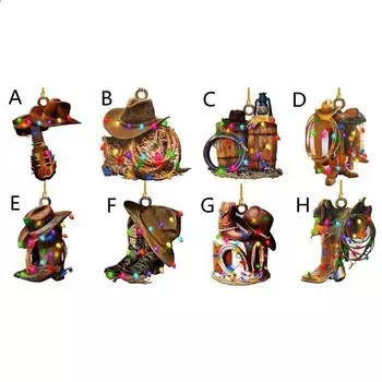Vintage Acrylic Style Christmas Tree Ornaments In A Set Of Eight For Holiday Cheer Set of Eight