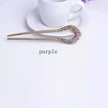 Vintage Antique Women Flower Rhinestone Hair Accessories Stick Pin U-shaped Hairpins