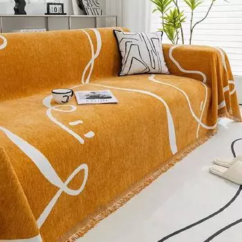 Vintage Art Jacquard Sofa Blanket, Line Print Throw Blankets, Napping Sofa Blanket, Children s Bed Warm Blanket, Soft Bedspread 180x130