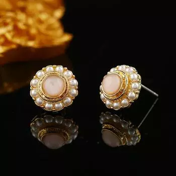 Vintage Baroque pearl crystal stud earrings feminine elegance court style earrings trendy simple earrings