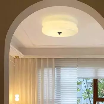 Vintage Bauhaus French Cream Glass Ceiling Lamp for Bedroom, Study, Porch, or Balcony