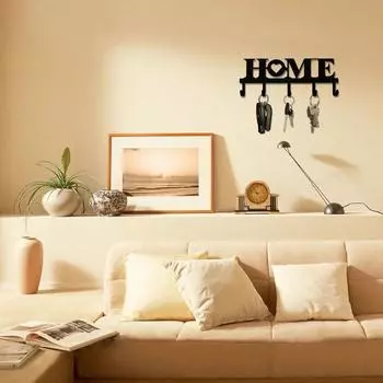 Vintage Black Metal Wall Mount Key Holder with Hooks for Rustic Home Decor - Coat and Towel Rack Wall Mounted чёрный