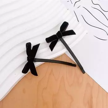 Vintage Black Velvet Hair Clip Trend Pearl Crystal Heart Hairpins Barrettes Fashion Hairgrip For Women Hair Accessories Headwear