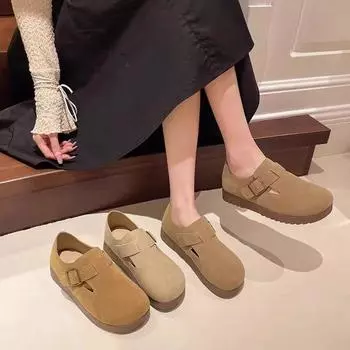 Vintage Boken lazy shoes loafers women s tide 2025 spring new one-pedal beanie shoes big head shoes 35 коричневый