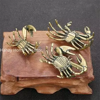 Vintage Brass Crab Statue Ornament Crafts Miniatures Figurines Desk Decor Accessories Handmade Animals Statue Home Decor