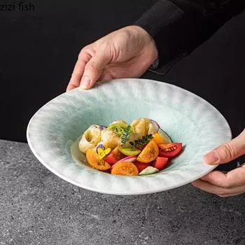 Vintage Ceramic Bowl Creative Salad Bowl Thick Soup Bowl Fruit Bowls Sashimi Bowls Molecular Cooking Specialty Tableware