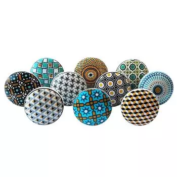 Vintage Ceramic Pull Knobs for Kitchen Cabinet, Door & Drawer, Wardrobe, Cupboard (Set of 10)