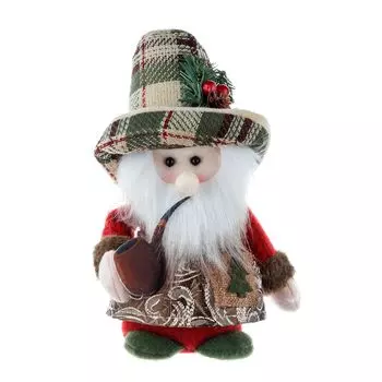 Vintage Checkered Hat Santa And Snowman Plush Dolls Figurines Christmas Home Table And Shelf Decors Accents One Size