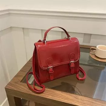 Vintage college double buckle British shoulder bag 2025 fashion high-end college bag