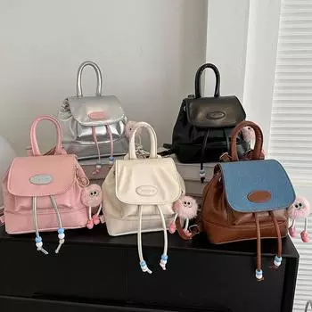 Винтажный рюкзак в стиле колледжа, женская сумка-рюкзак контрастного цвета, универсальная портативная сумка-ведро Tide