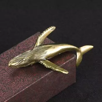 Vintage Copper Whale Statue Figurines Miniatures Antique Office Tea Pet Desktop Crafts Ornaments Home Decoration Accessories