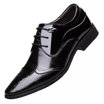 Vintage Design Oxford Mens Dress Shoes Formal Business Lace-up Full Grain Leather Minimalist Shoes for Men Zapatos Hombre 6 чёрный