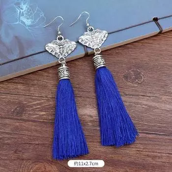 Vintage embroidery earrings hairpin classical temperament Miao peacock flower fringed earrings hair accessories set women
