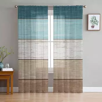 Vintage Farm Barn Grain Sheer Curtains for Living Room Decoration Window Curtains for Kitchen Tulle Voile Organza Curtains W135 x H115cm x1