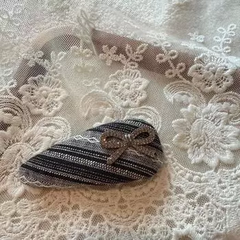 Vintage Fashion Rhinestone Bow Broken Hairpin BB Clip Premium Forehead Hairpin Edge Clip Headgear Duckbill Clip