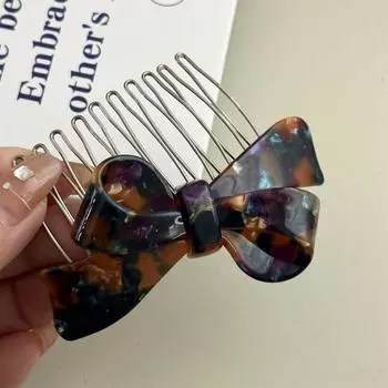 Vintage Fixed Bangs Bow Bowknot Barrettes Hairpin Girl Bangs Clip Women Hair Comb Acetic Acid Hair Clips Korean Barrettes