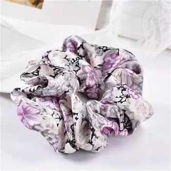 Vintage Floral Silk Satin Scrunchies Retro Blossom Hair Ties Accessories Highly Elastic Hair Bands Women Girls Gift 1