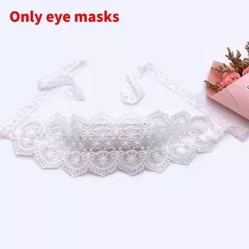 Vintage French Style Perspective Embroidered Ribbon Lace Eye Cover For Adults White