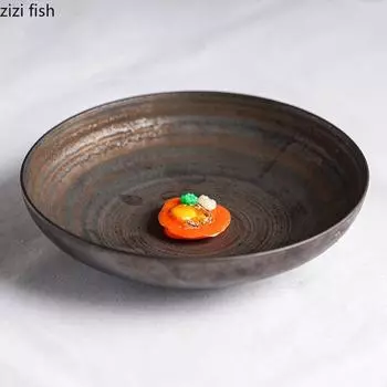 Vintage Frosted Ceramic Dining Plate Restaurant Dessert Plate Salad Plate Pasta Plates Soup Plates Molecular Cooking Tableware