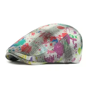 Vintage Graffiti Beret Women s Tie-Dye Peaked Cap Men s Hat Progressive Cap фиолетовый