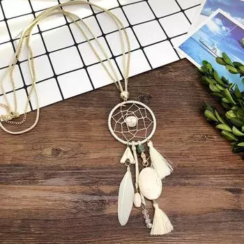 Vintage handmade bohemian dream catcher element necklace women s fashion temperament versatile fringed pendant accessories